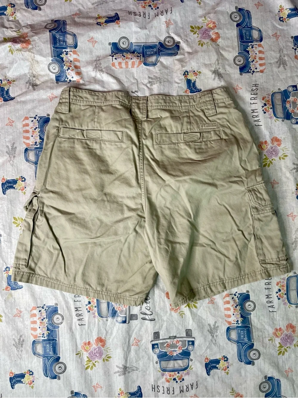 Y2K Columbia Men's Rugged Cotton Hiking Cargo Shorts Khaki Tan Size 36